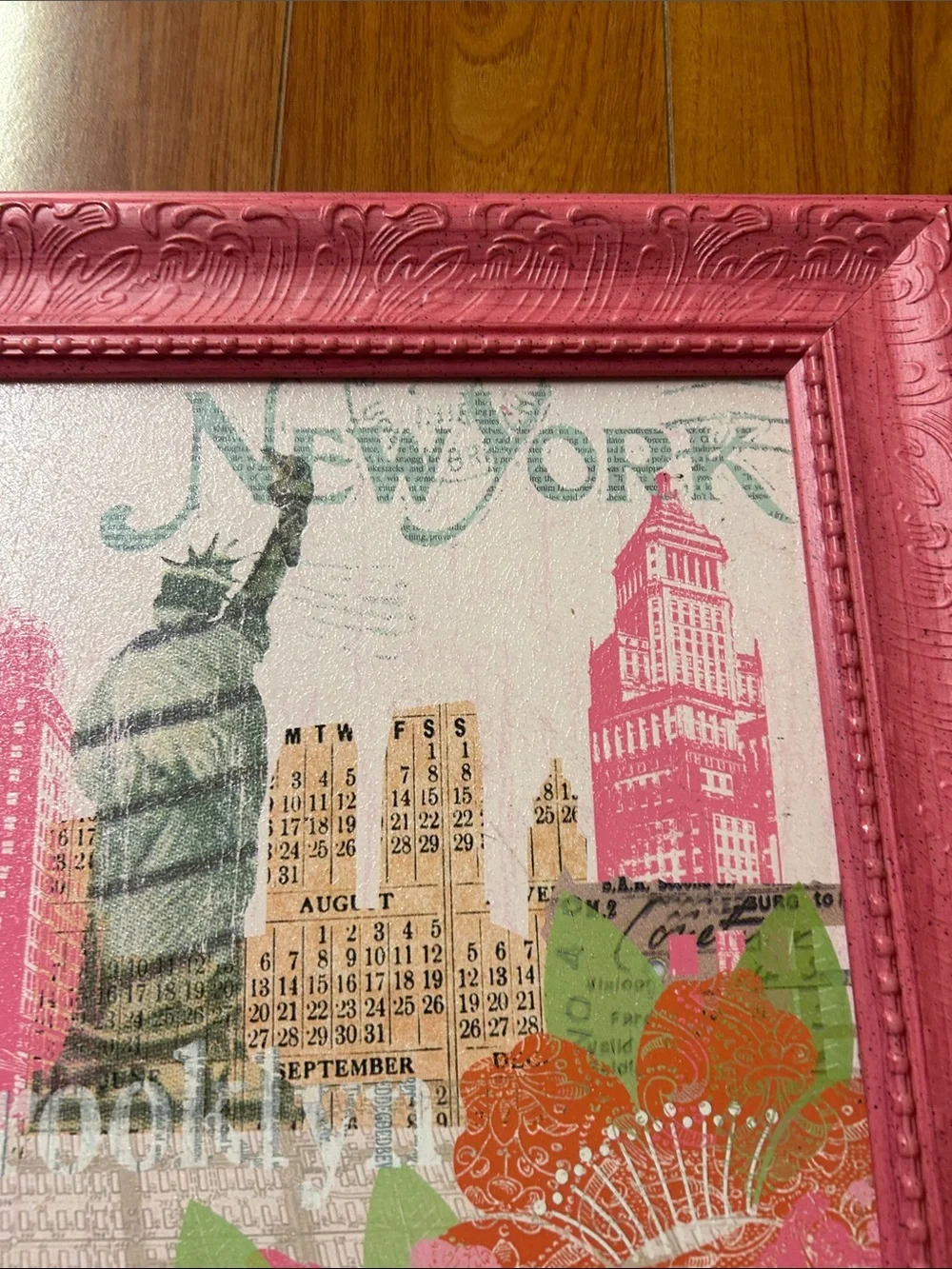 Vibrant Pink Framed New York Skyline Wall Art
